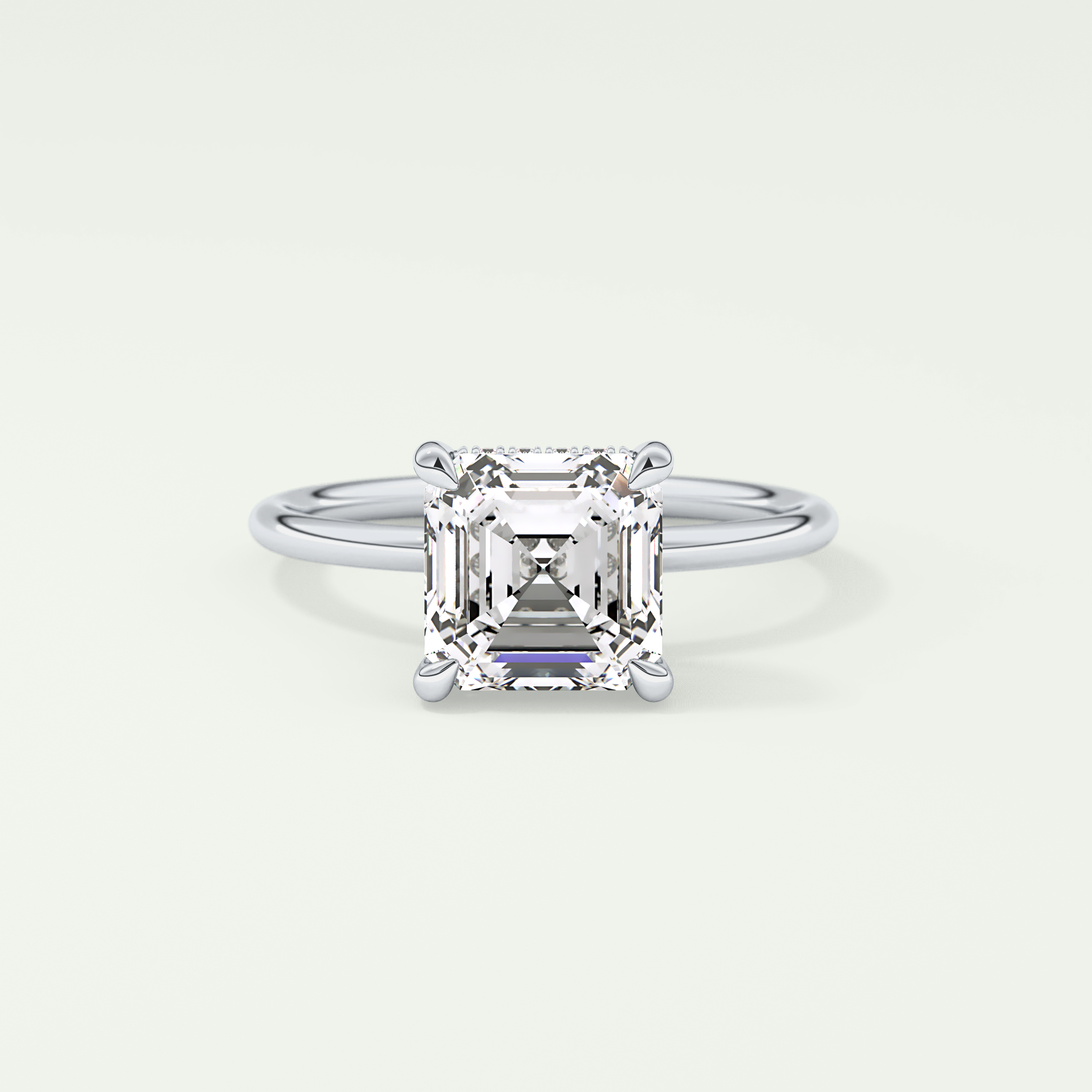 2.0 CT Asscher Cut Hidden Halo Lab Grown Diamond Engagement Ring