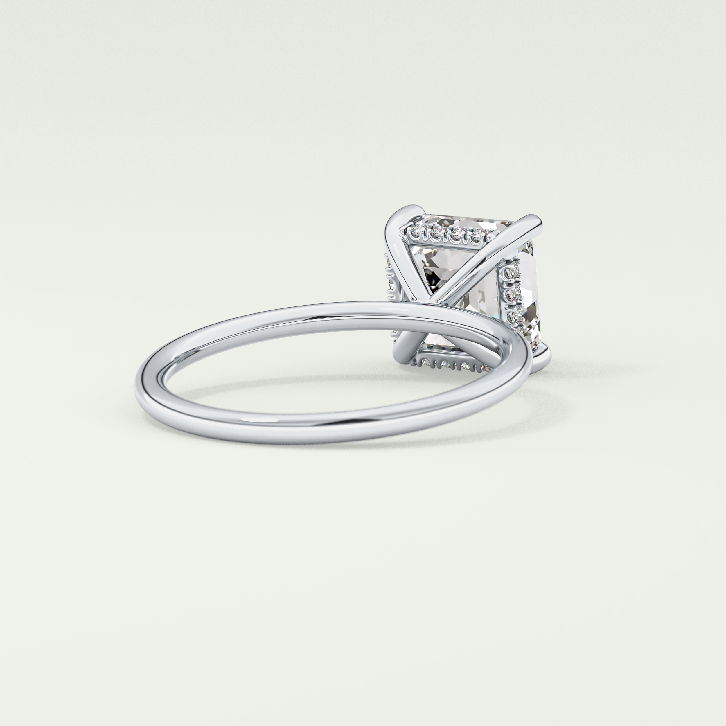 2.0 CT Asscher Cut Hidden Halo Lab Grown Diamond Engagement Ring