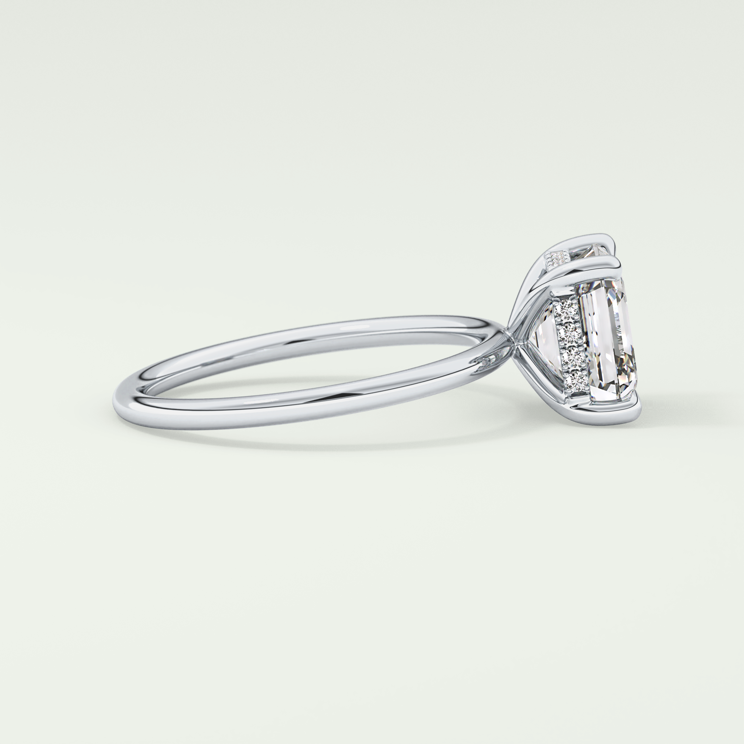 2.0 CT Asscher Cut Hidden Halo Lab Grown Diamond Engagement Ring