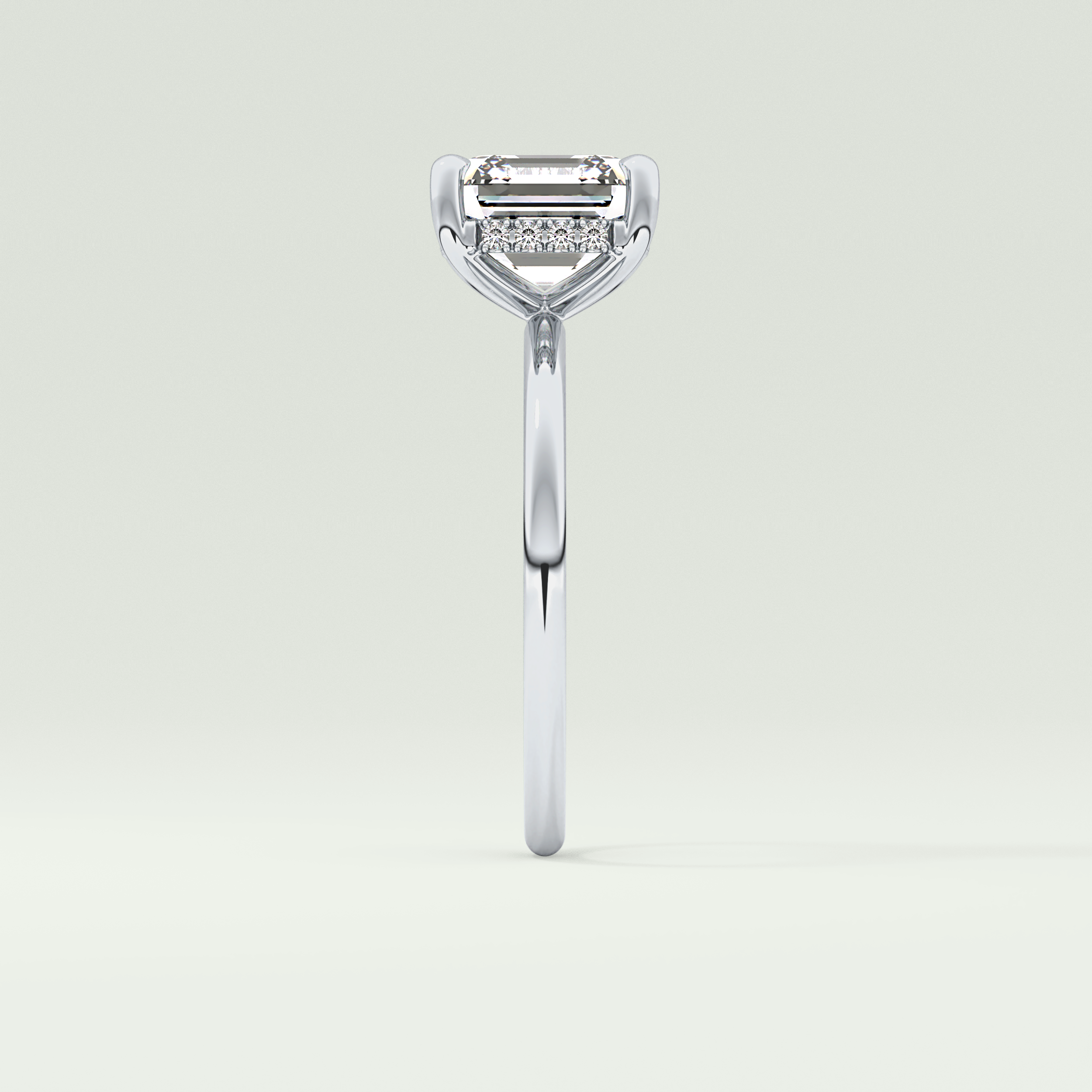 2.0 CT Asscher Cut Hidden Halo Lab Grown Diamond Engagement Ring