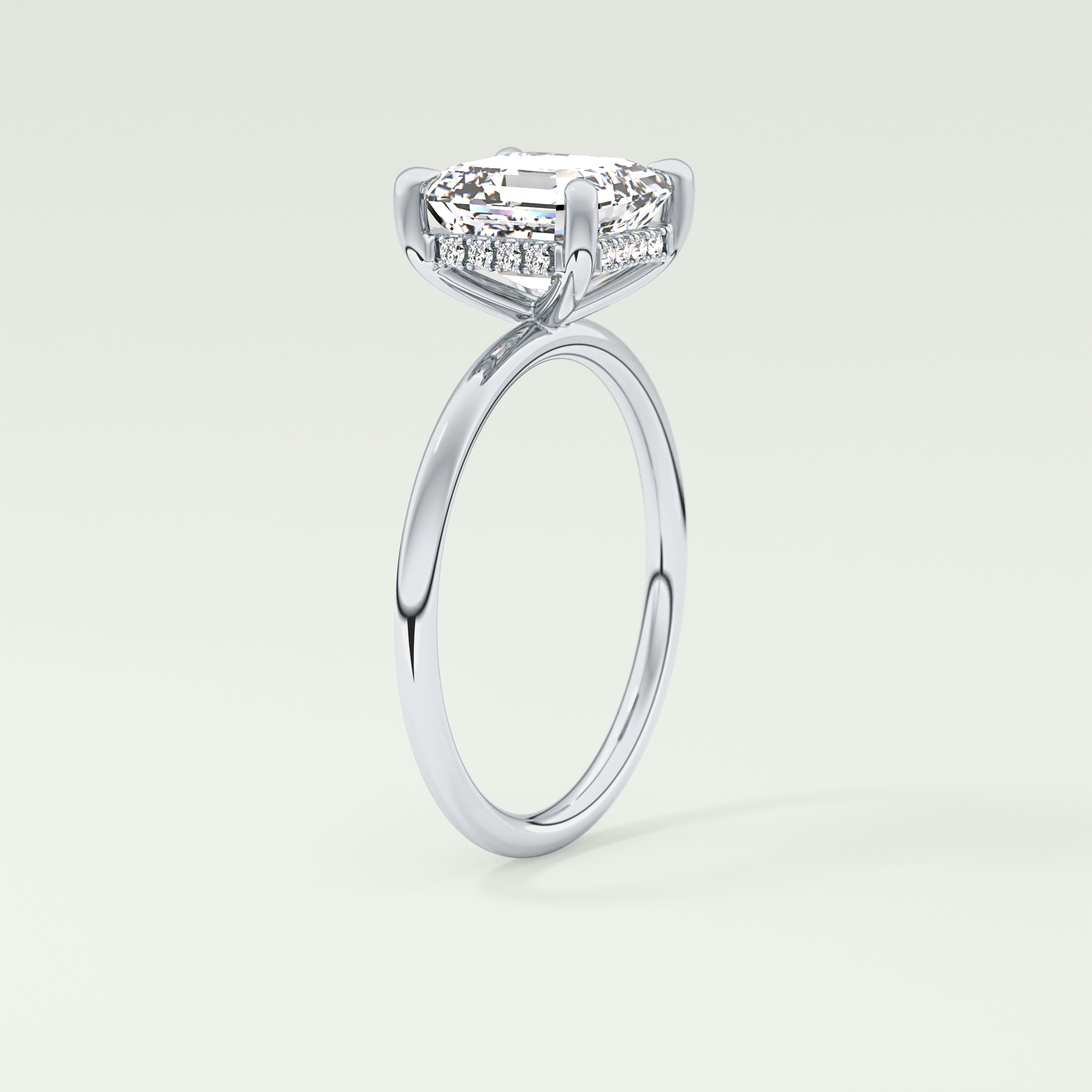 2.0 CT Asscher Cut Hidden Halo Lab Grown Diamond Engagement Ring