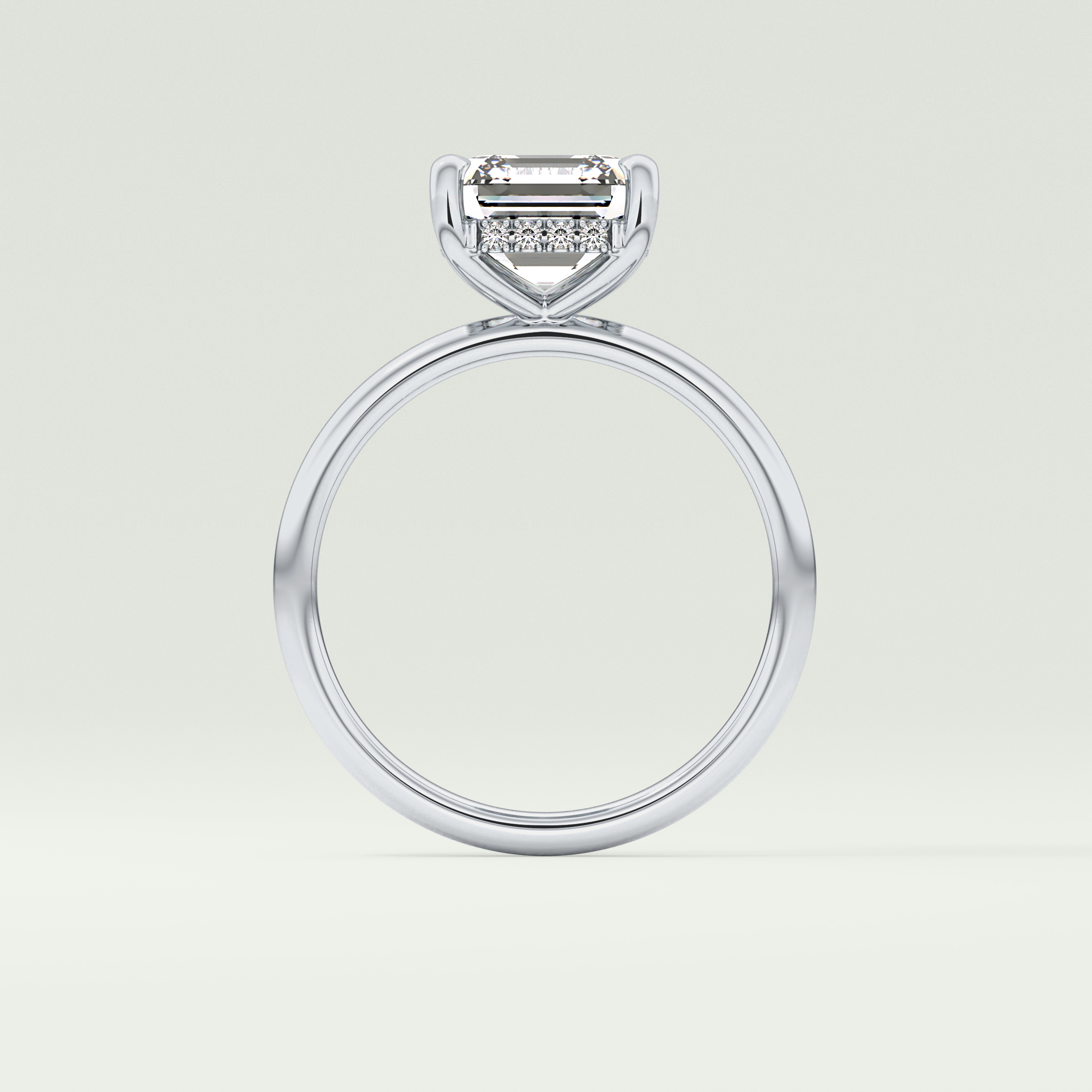 2.0 CT Asscher Cut Hidden Halo Lab Grown Diamond Engagement Ring