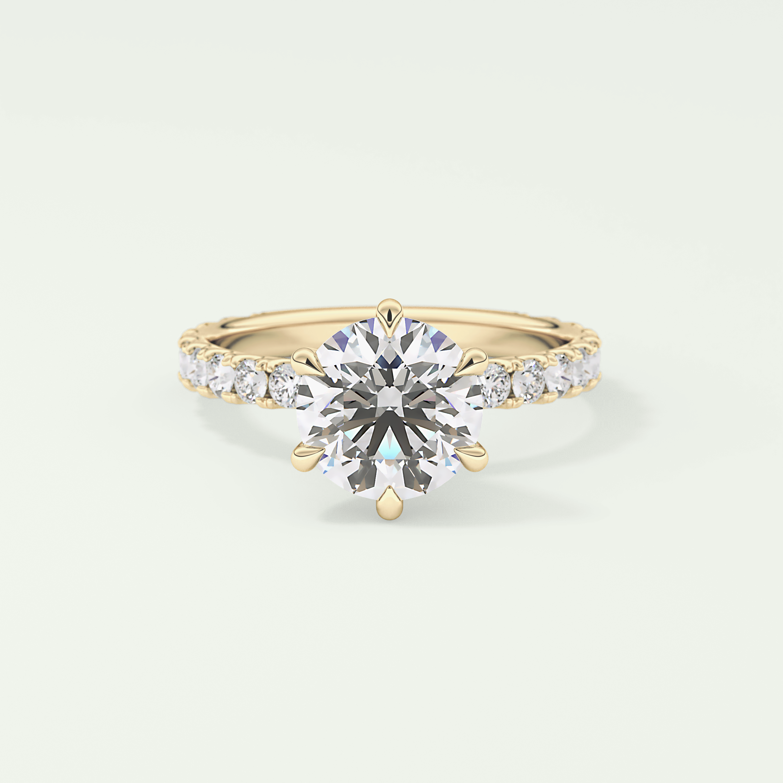 2.0 CT Round Cut Pave Lab Grown Diamond Engagement Ring