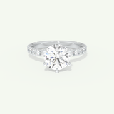2.0 CT Round Cut Pave Moissanite Engagement Ring