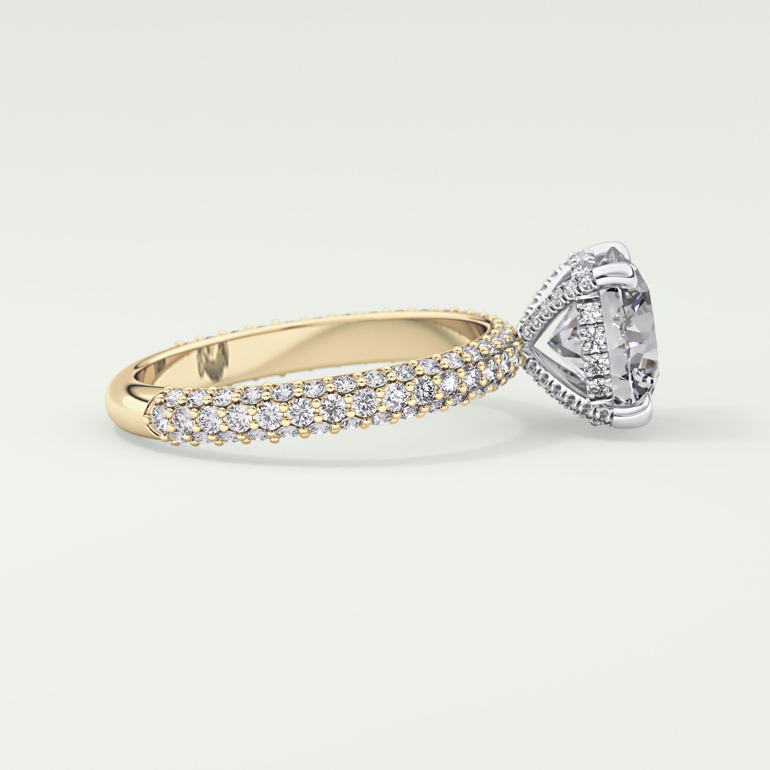 2.0 CT Round Cut Hidden Halo Pave Lab-Grown Diamond Engagement Ring 3