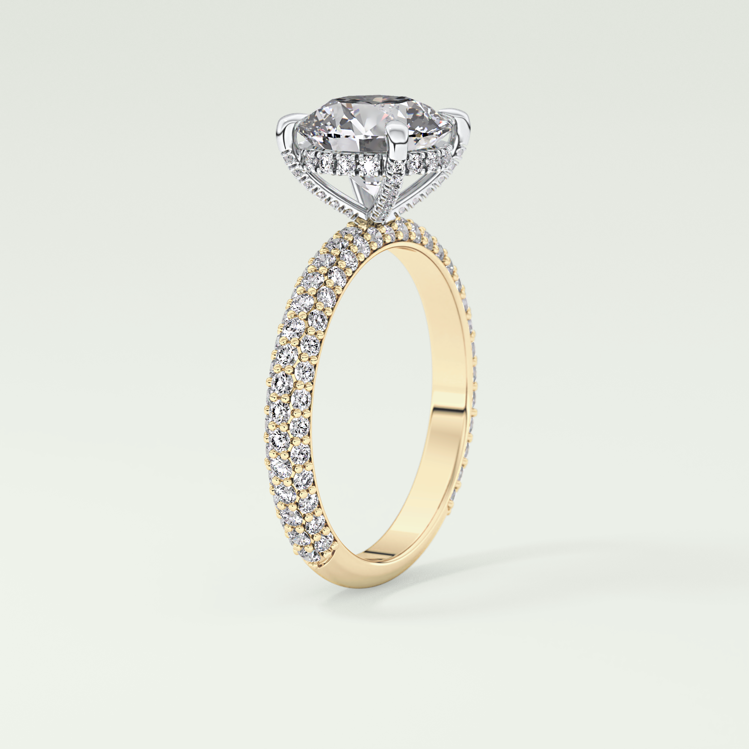 2.0 CT Round Cut Hidden Halo Pave Lab-Grown Diamond Engagement Ring 5