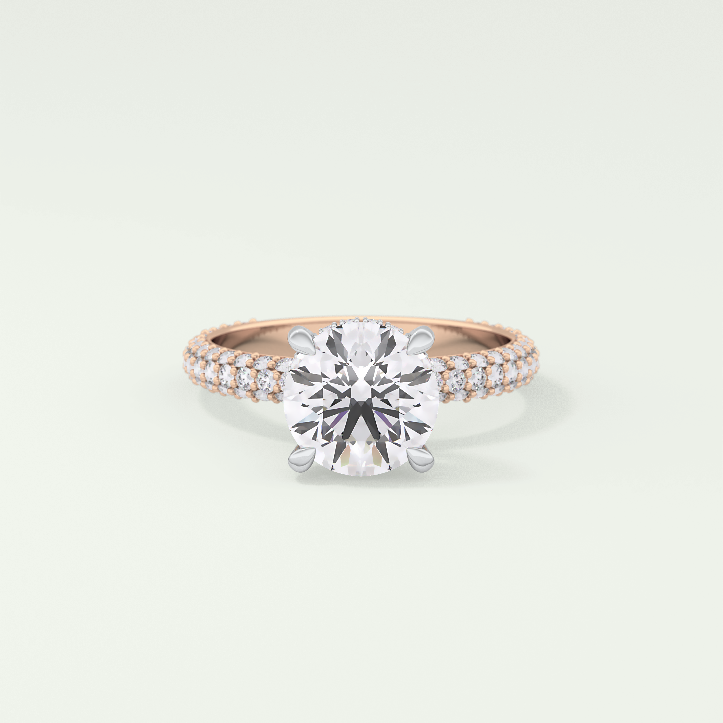 2.0 CT Round Cut Hidden Halo Pave Lab-Grown Diamond Engagement Ring 7