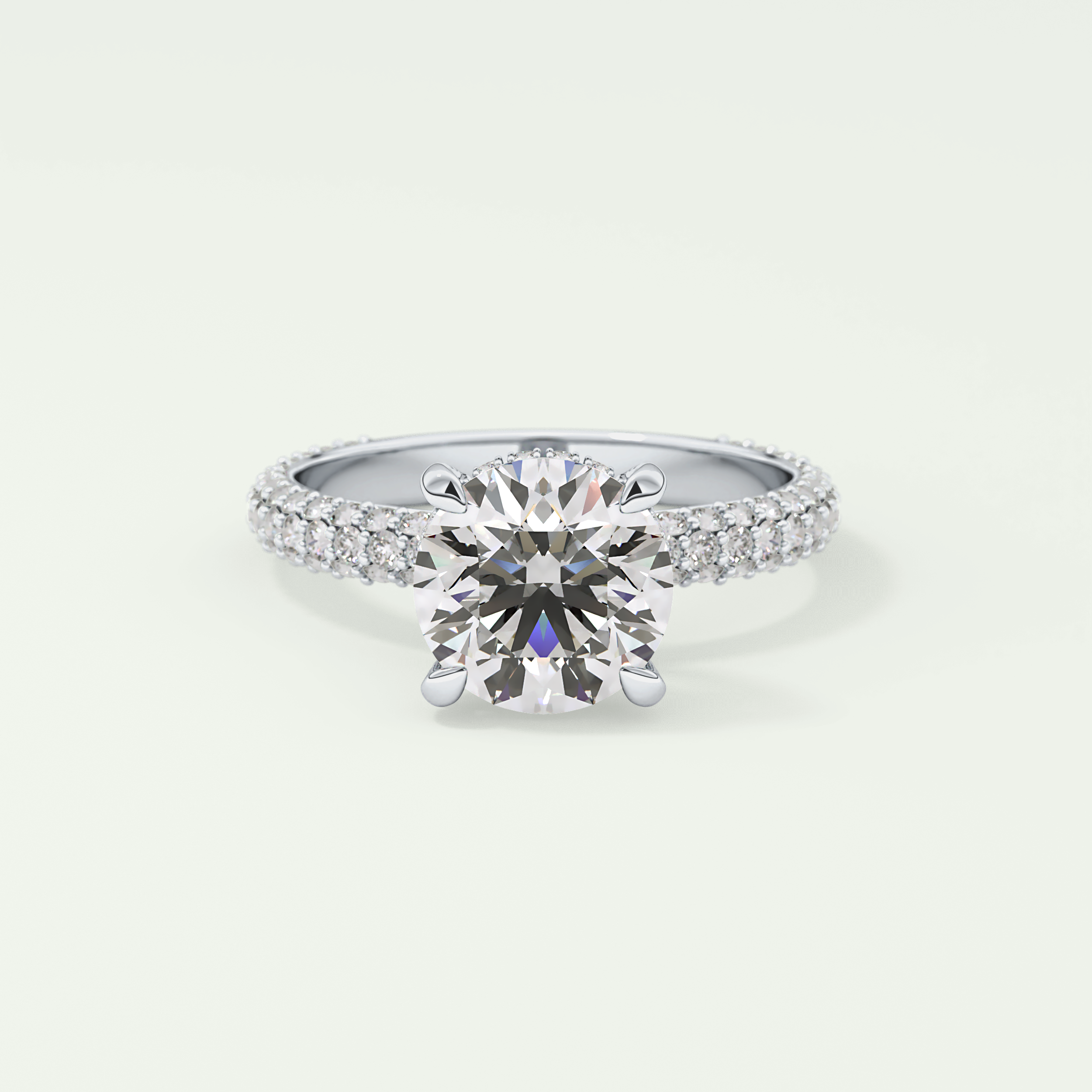 2.0 CT Round Cut Hidden Halo Pave Lab-Grown Diamond Engagement Ring 13