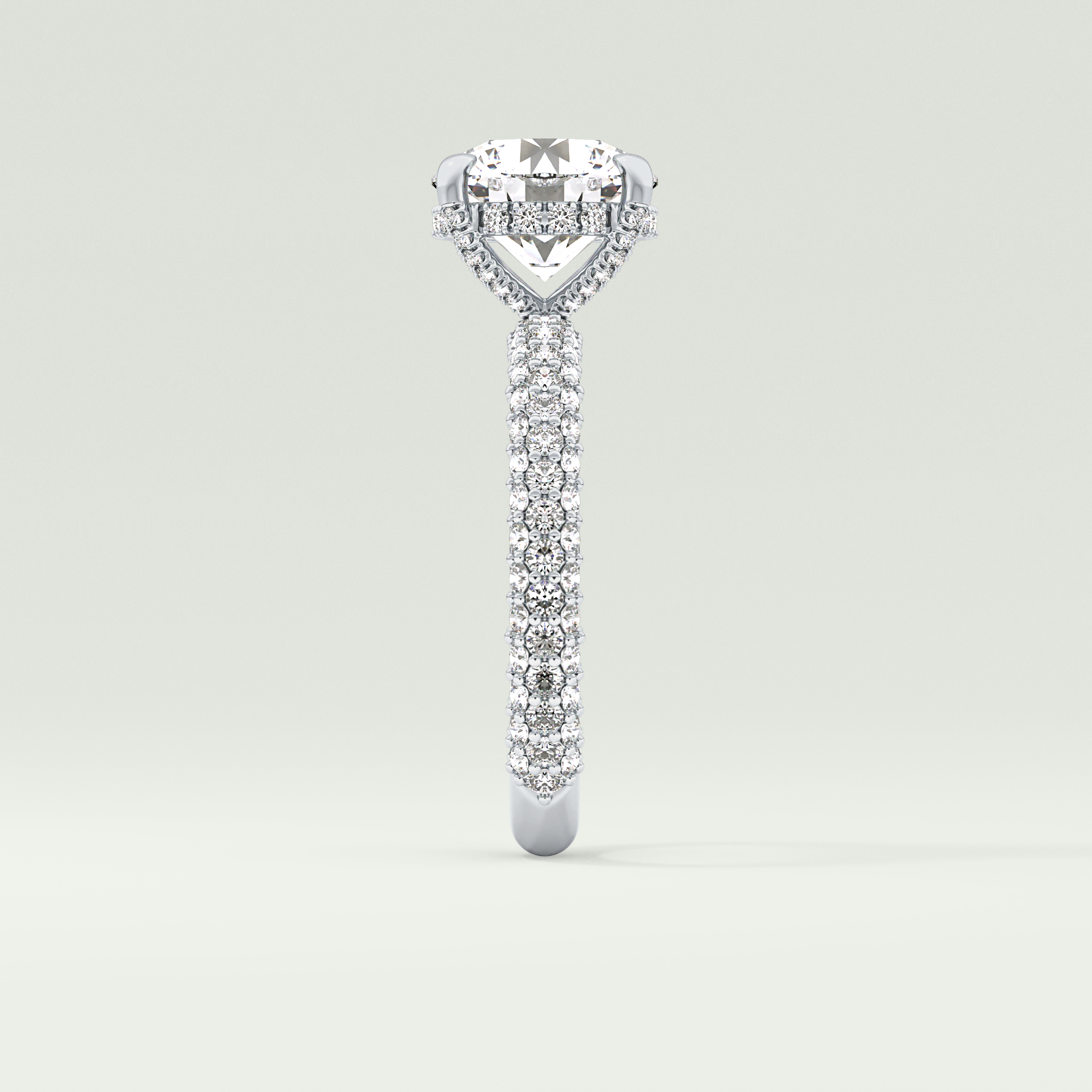 2.0 CT Round Cut Hidden Halo Pave Lab-Grown Diamond Engagement Ring 16