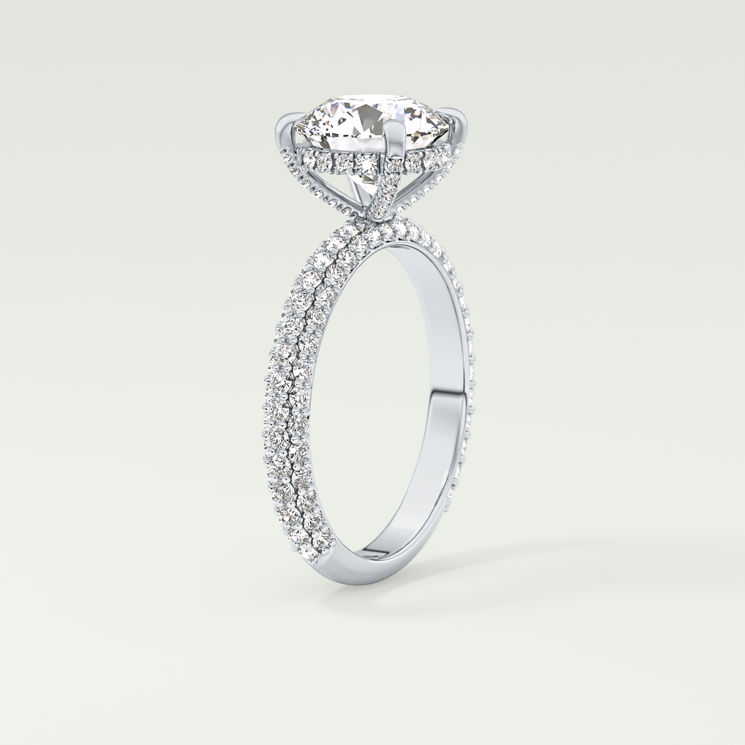 2.0 CT Round Cut Hidden Halo Pave Lab-Grown Diamond Engagement Ring 17
