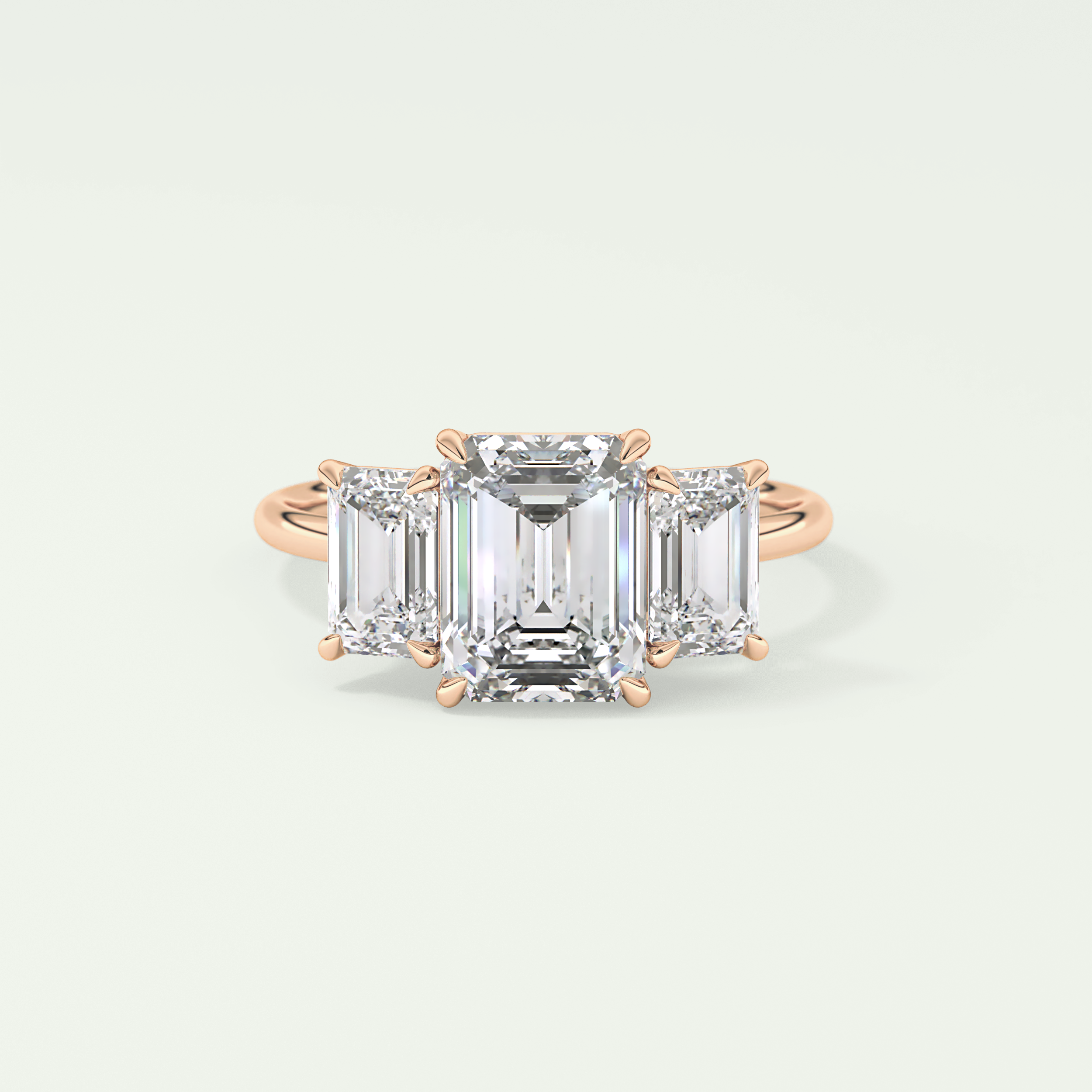 2.0 CT Emerald Cut Three Stone Lab-Grown Diamond Engagement Ring 7