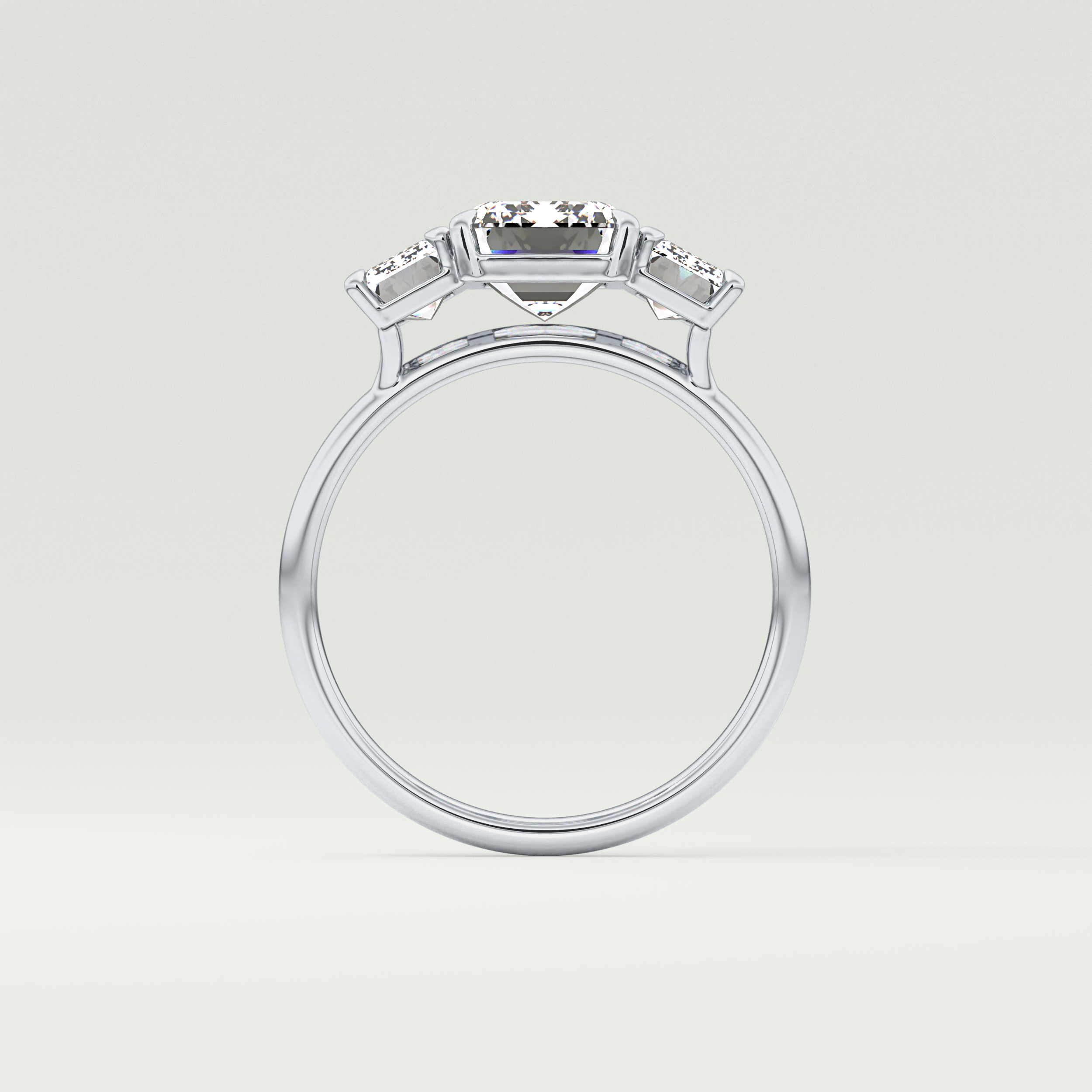 2.0 CT Emerald Cut Three Stone Lab-Grown Diamond Engagement Ring 18