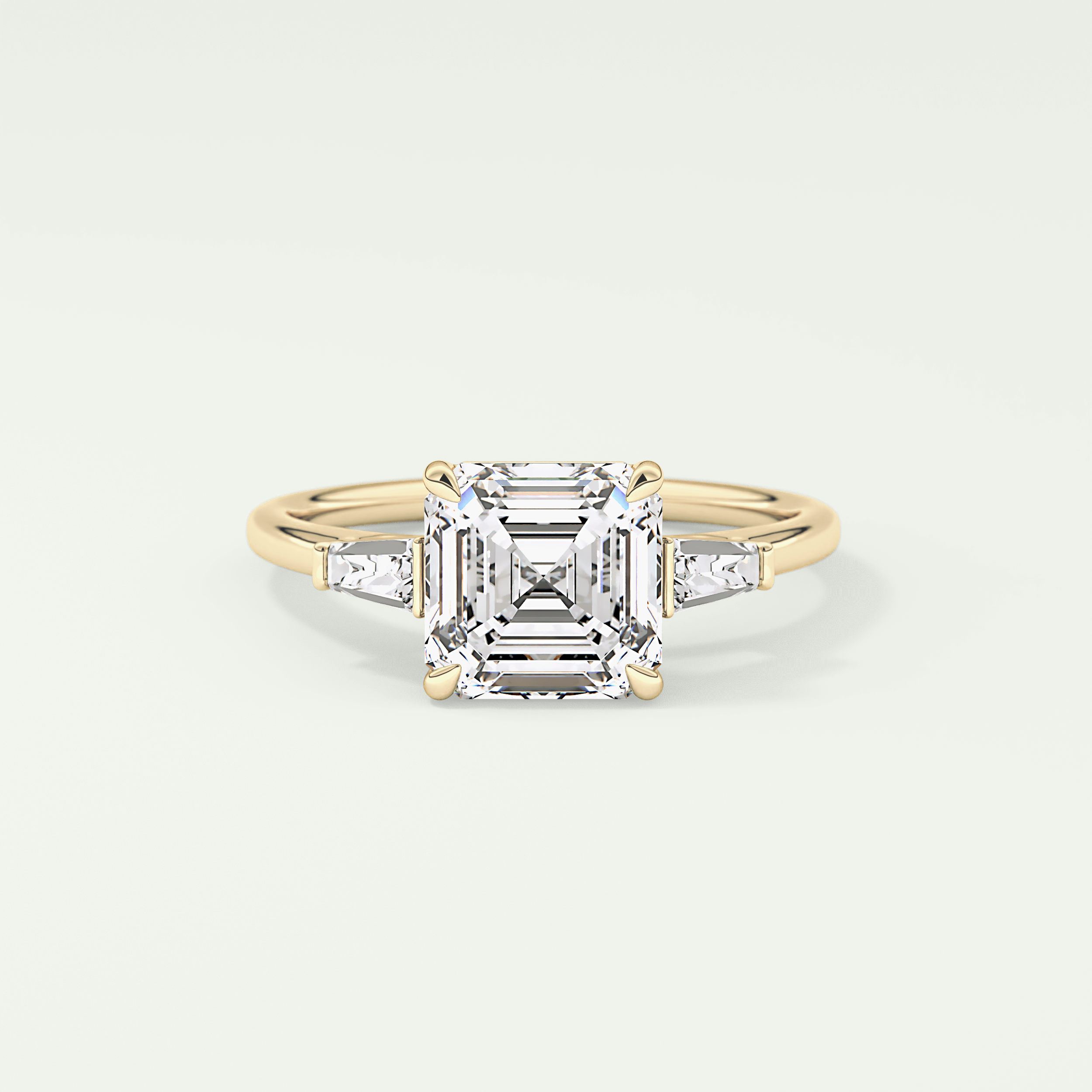 2.0 CT Asscher Cut Three Stone Lab Grown Diamond Engagement Ring