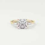 2.0 CT Asscher Cut Three Stone Moissanite Engagement Ring