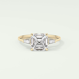 2.0 CT Asscher Cut Three Stone Moissanite Engagement Ring