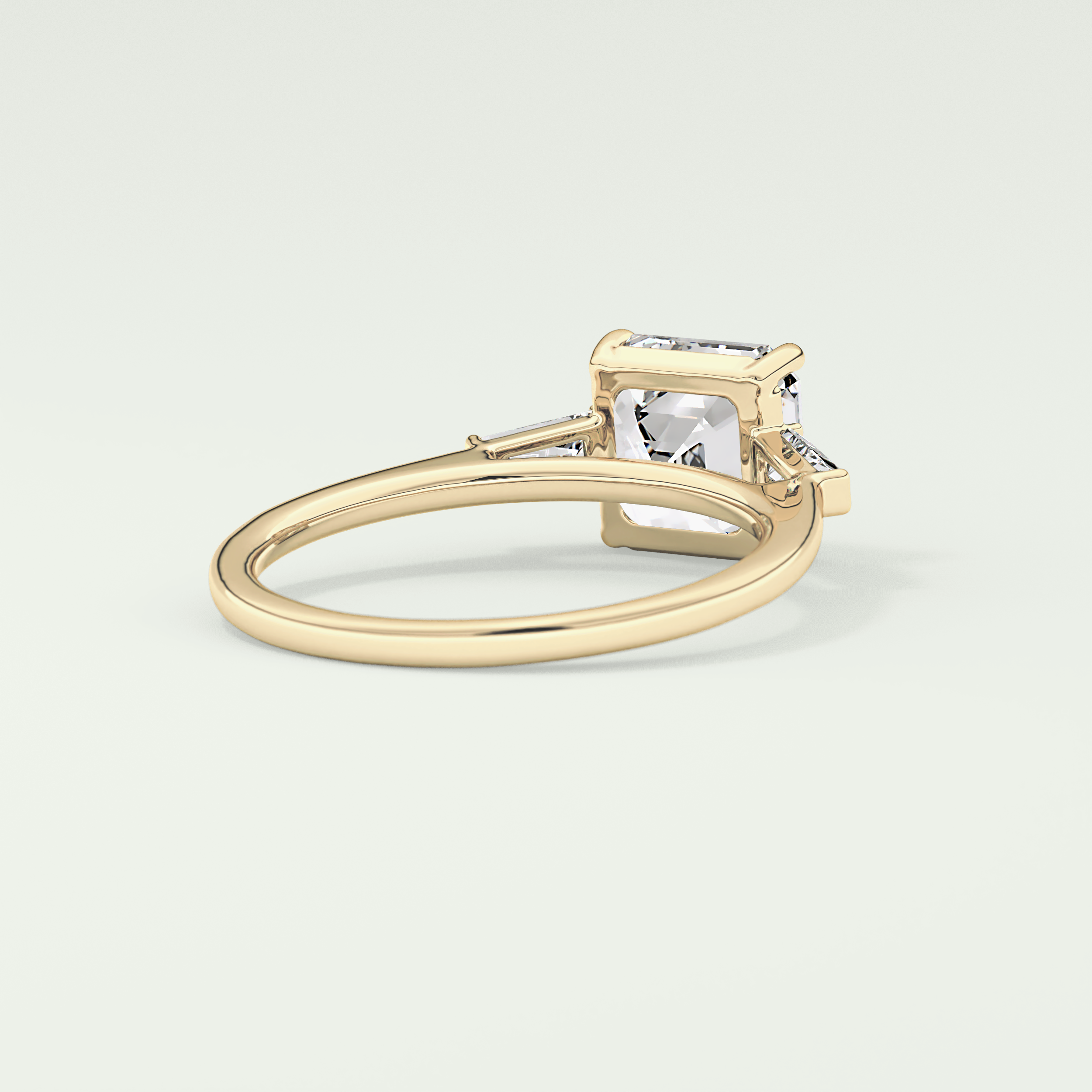 2.0 CT Asscher Cut Three Stone Lab Grown Diamond Engagement Ring