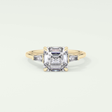 2.0 CT Asscher Cut Three Stone Moissanite Engagement Ring
