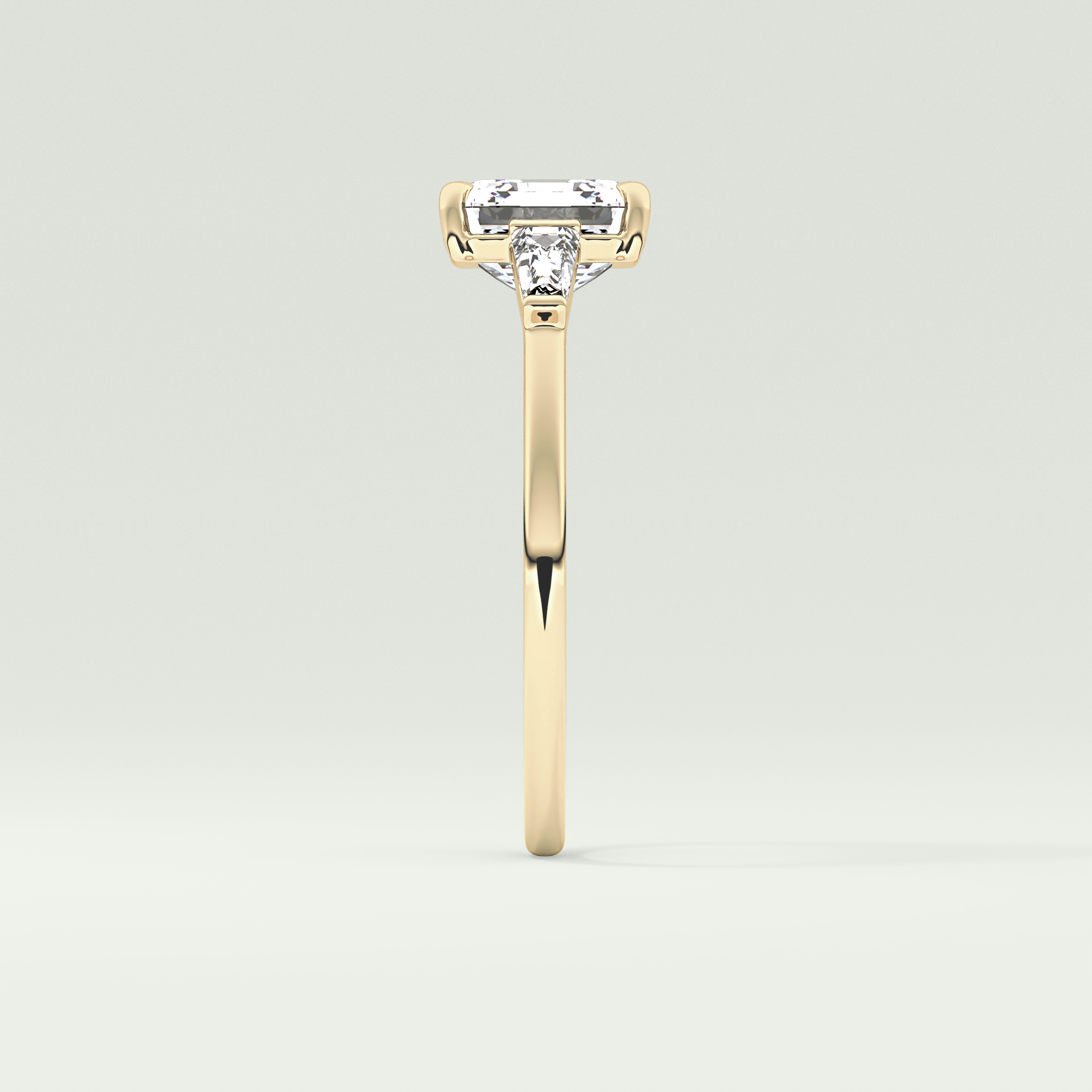 2.0 CT Asscher Cut Three Stone Moissanite Engagement Ring