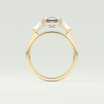 2.0 CT Asscher Cut Three Stone Moissanite Engagement Ring