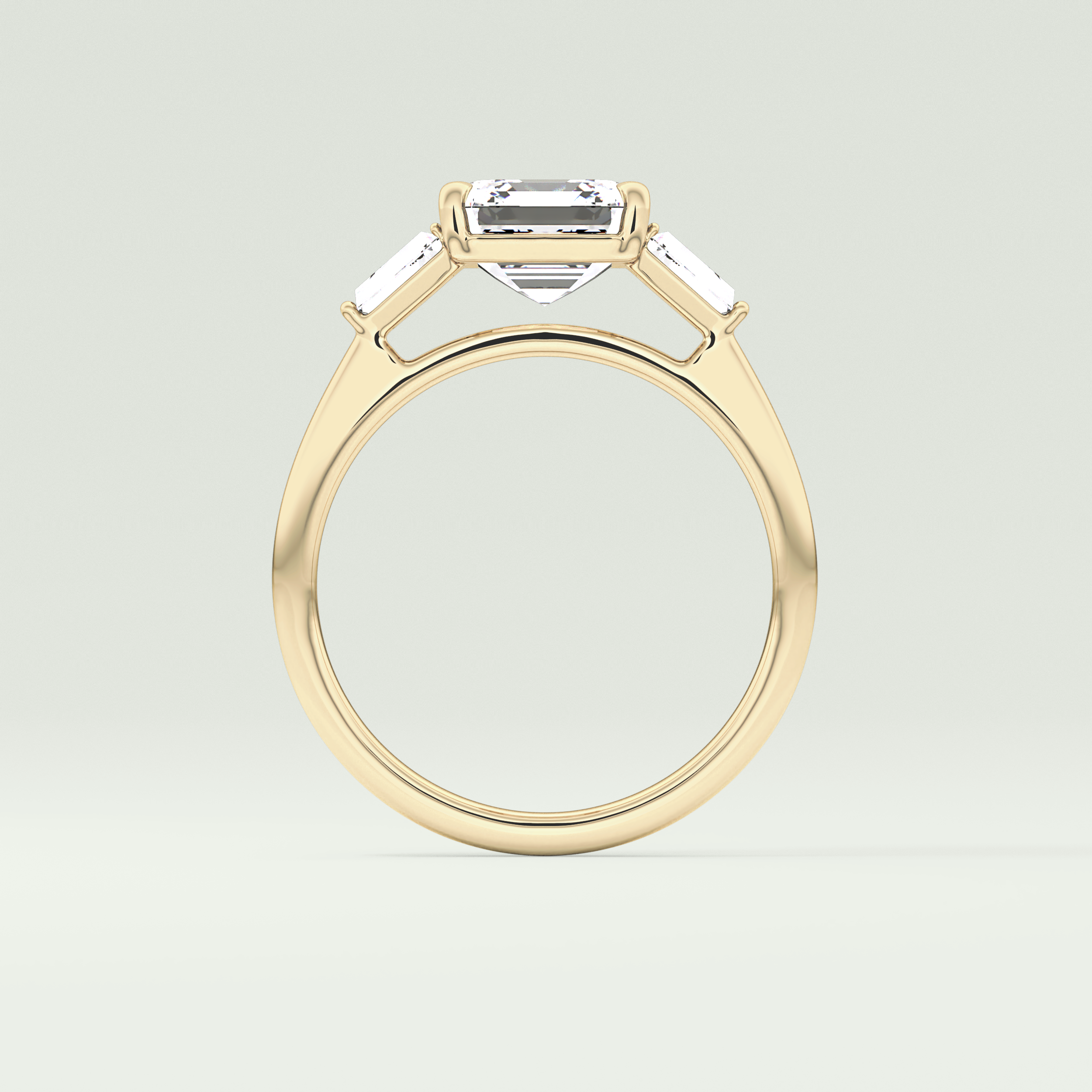 2.0 CT Asscher Cut Three Stone Moissanite Engagement Ring