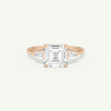 2.0 CT Asscher Cut Three Stone Lab-Grown Diamond Engagement Ring