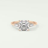 2.0 CT Asscher Cut Three Stone Moissanite Engagement Ring