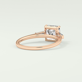 2.0 CT Asscher Cut Three Stone Moissanite Engagement Ring
