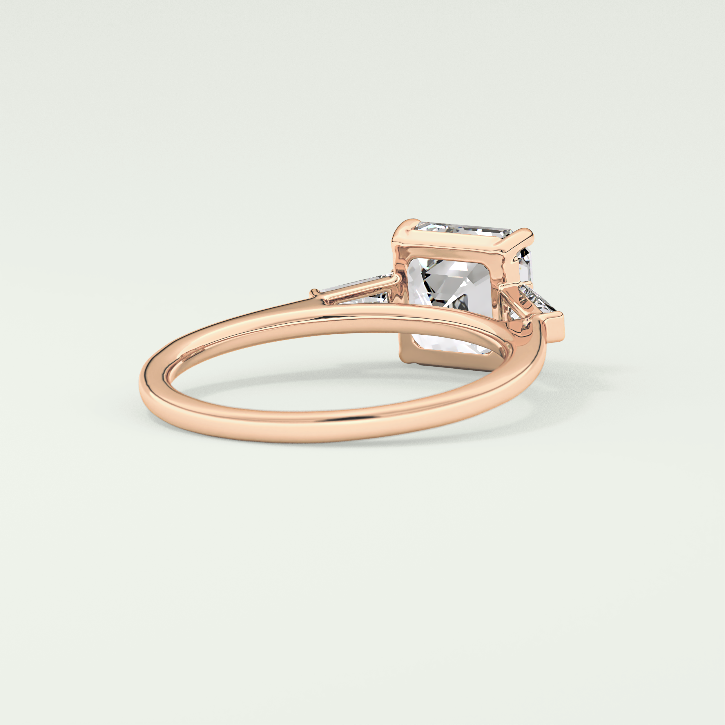 2.0 CT Asscher Cut Three Stone Moissanite Engagement Ring