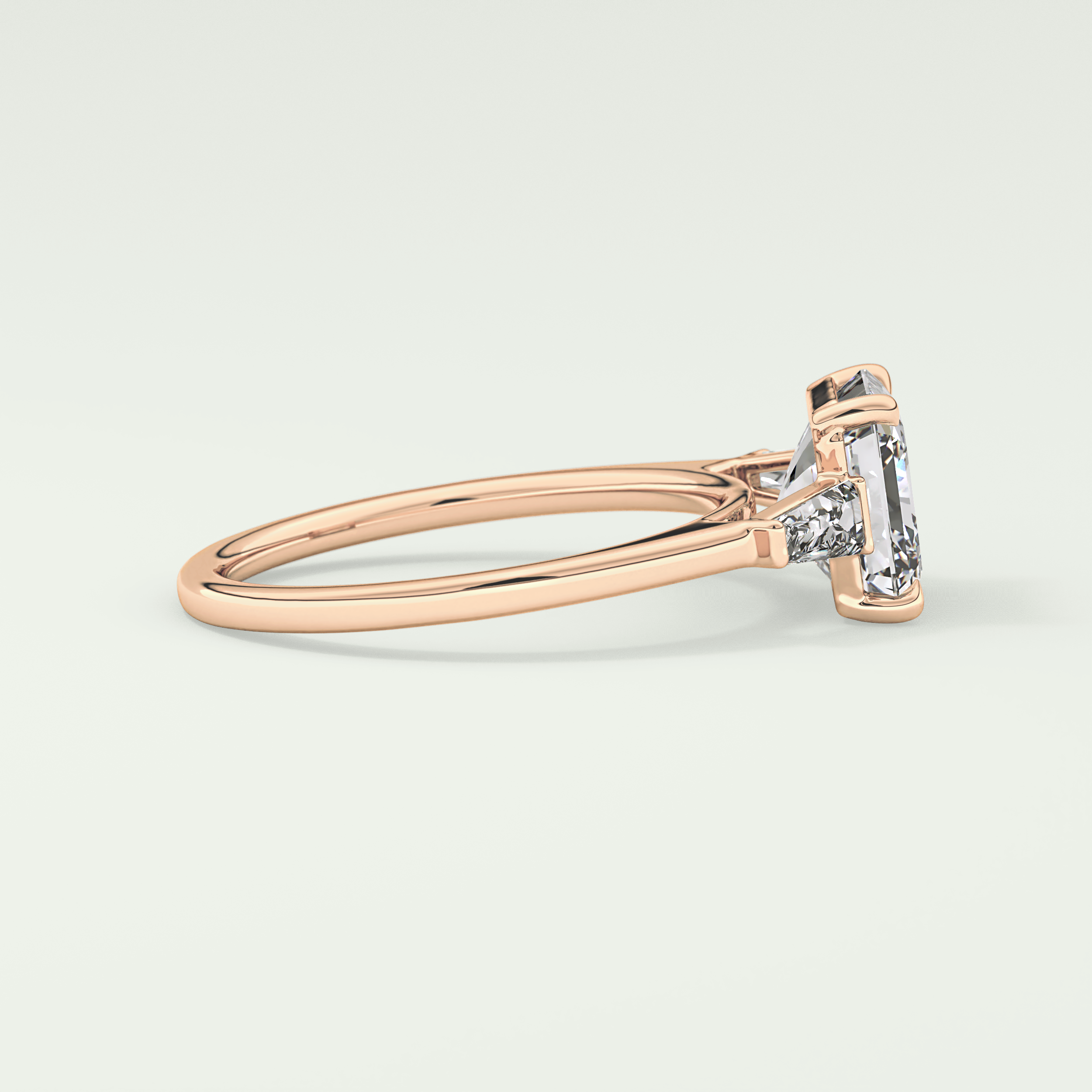 2.0 CT Asscher Cut Three Stone Moissanite Engagement Ring