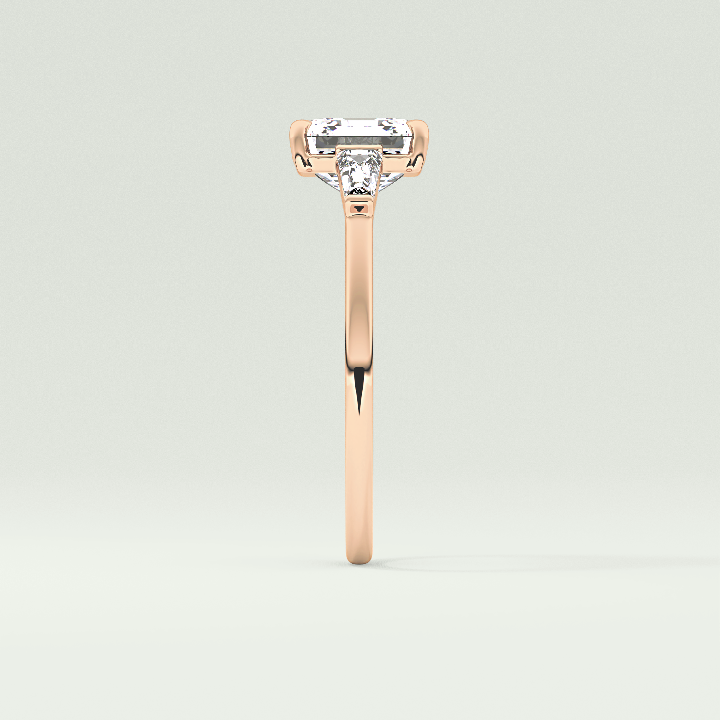 2.0 CT Asscher Cut Three Stone Moissanite Engagement Ring