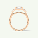 2.0 CT Asscher Cut Three Stone Moissanite Engagement Ring