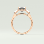 2.0 CT Asscher Cut Three Stone Moissanite Engagement Ring