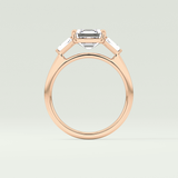 2.0 CT Asscher Cut Three Stone Moissanite Engagement Ring