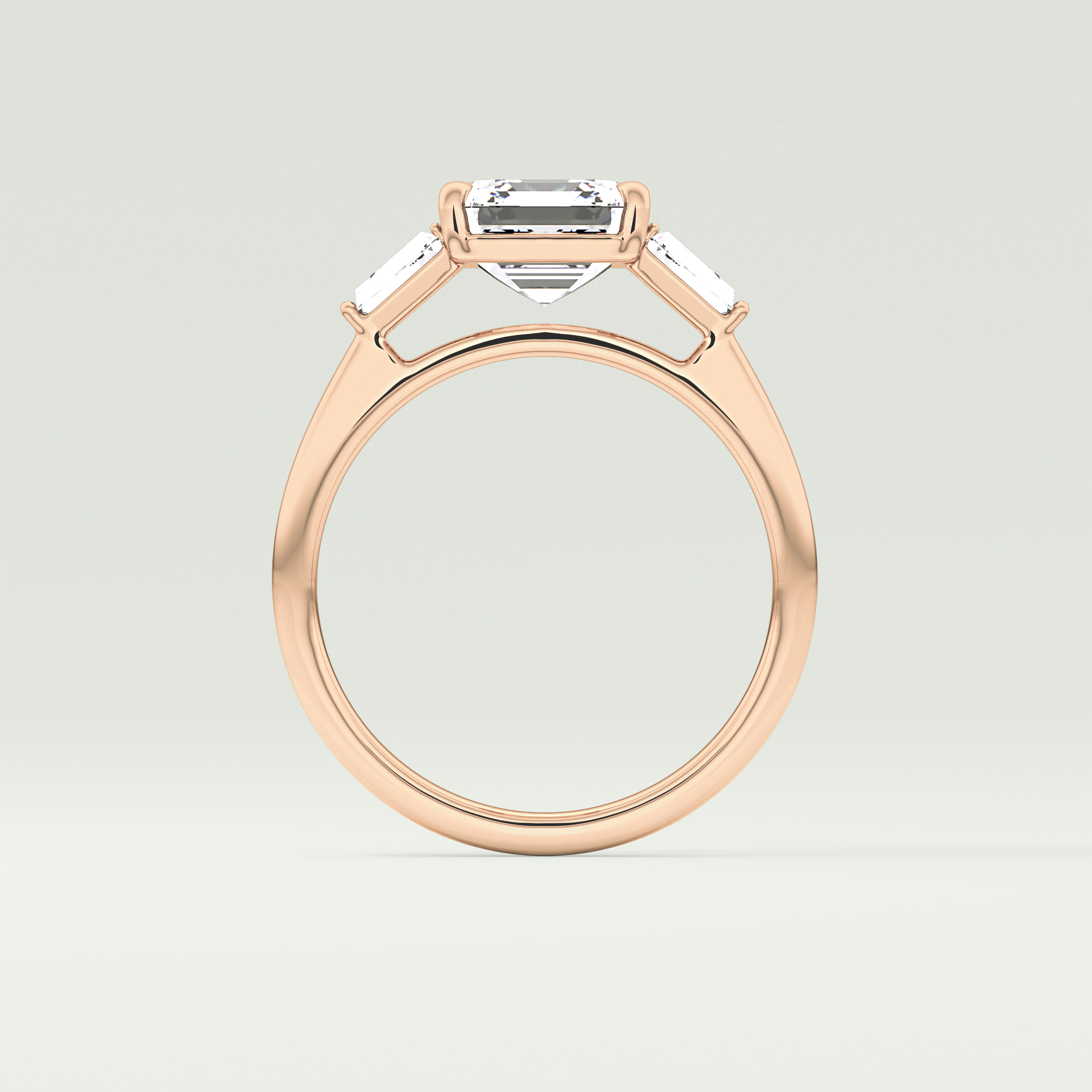 2.0 CT Asscher Cut Three Stone Moissanite Engagement Ring