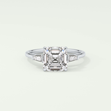 2.0 CT Asscher Cut Three Stone Moissanite Engagement Ring