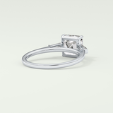 2.0 CT Asscher Cut Three Stone Moissanite Engagement Ring