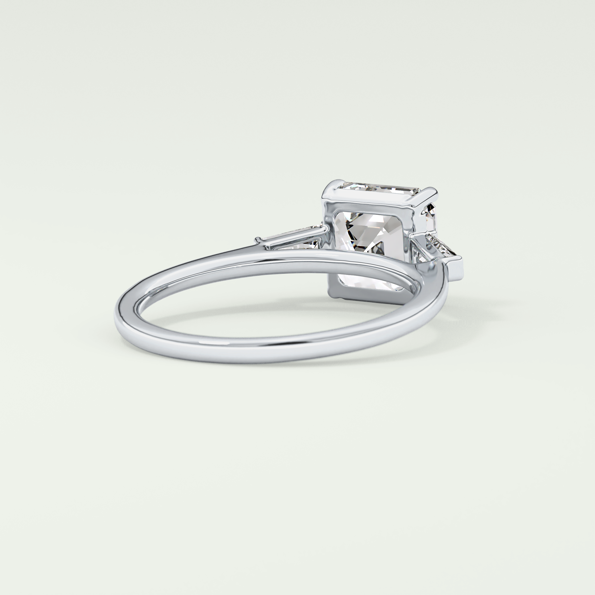 2.0 CT Asscher Cut Three Stone Moissanite Engagement Ring