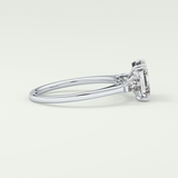 2.0 CT Asscher Cut Three Stone Moissanite Engagement Ring