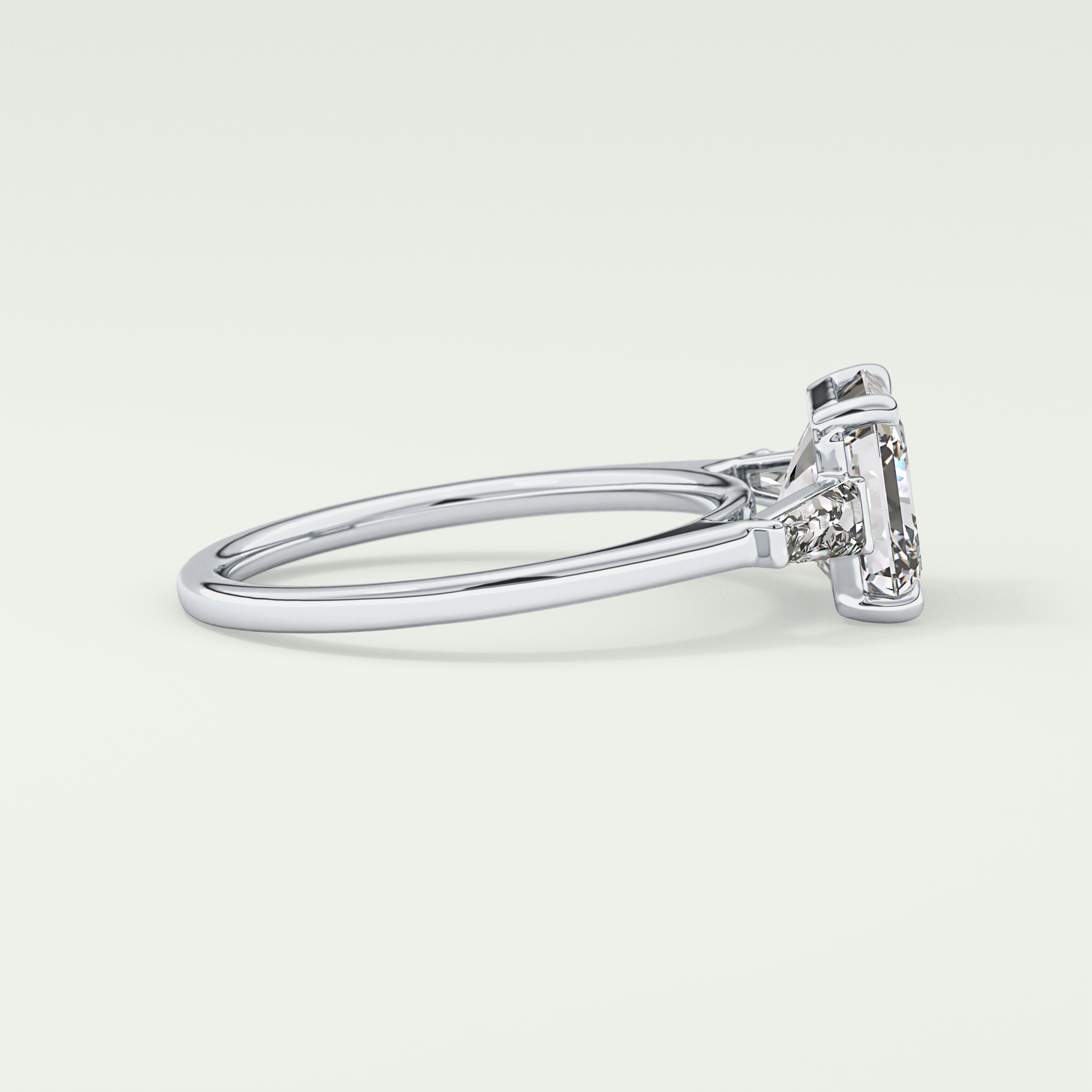 2.0 CT Asscher Cut Three Stone Moissanite Engagement Ring