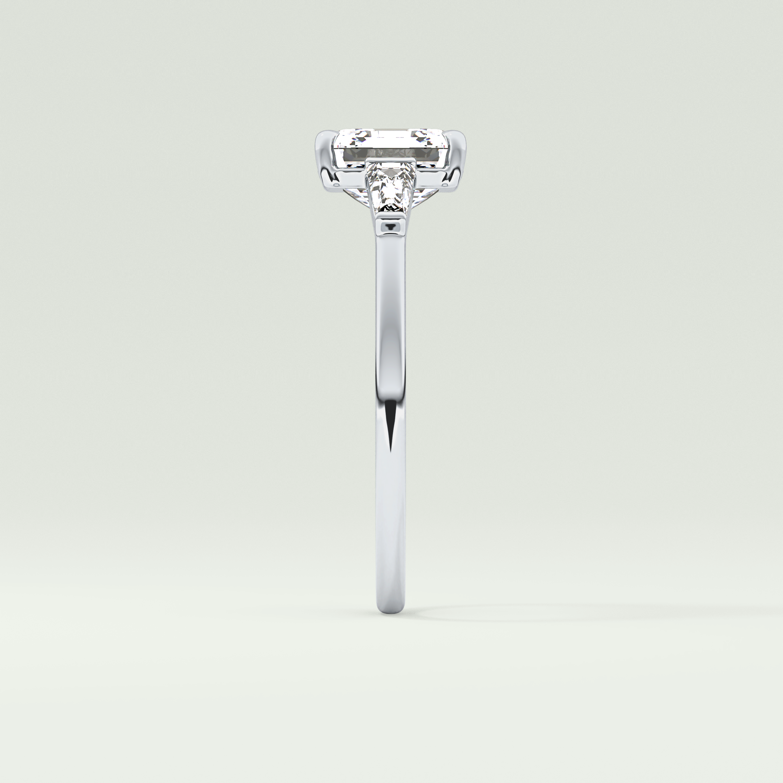2.0 CT Asscher Cut Three Stone Moissanite Engagement Ring