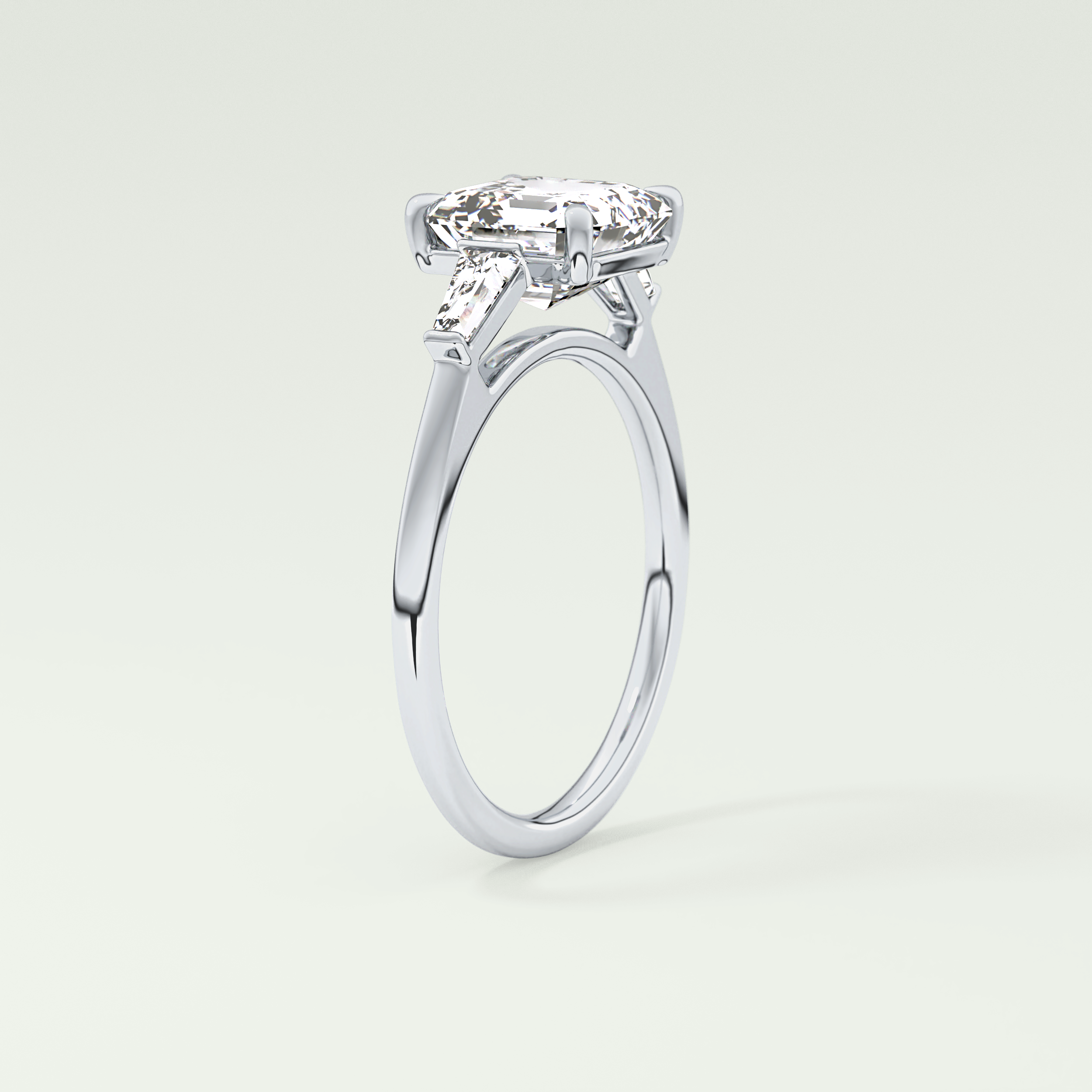 2.0 CT Asscher Cut Three Stone Moissanite Engagement Ring