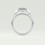 2.0 CT Asscher Cut Three Stone Moissanite Engagement Ring