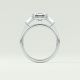 2.0 CT Asscher Cut Three Stone Moissanite Engagement Ring