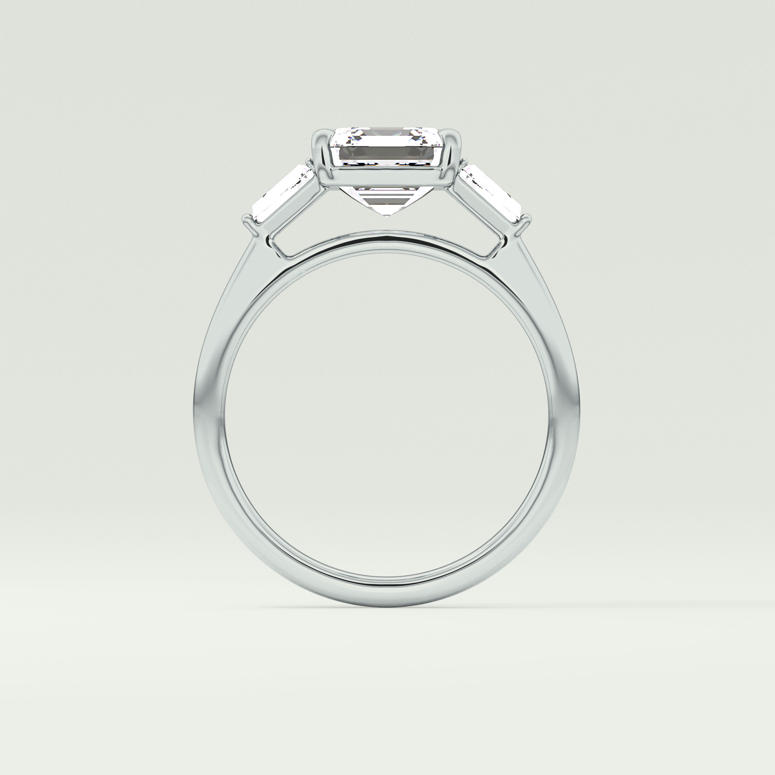 2.0 CT Asscher Cut Three Stone Moissanite Engagement Ring