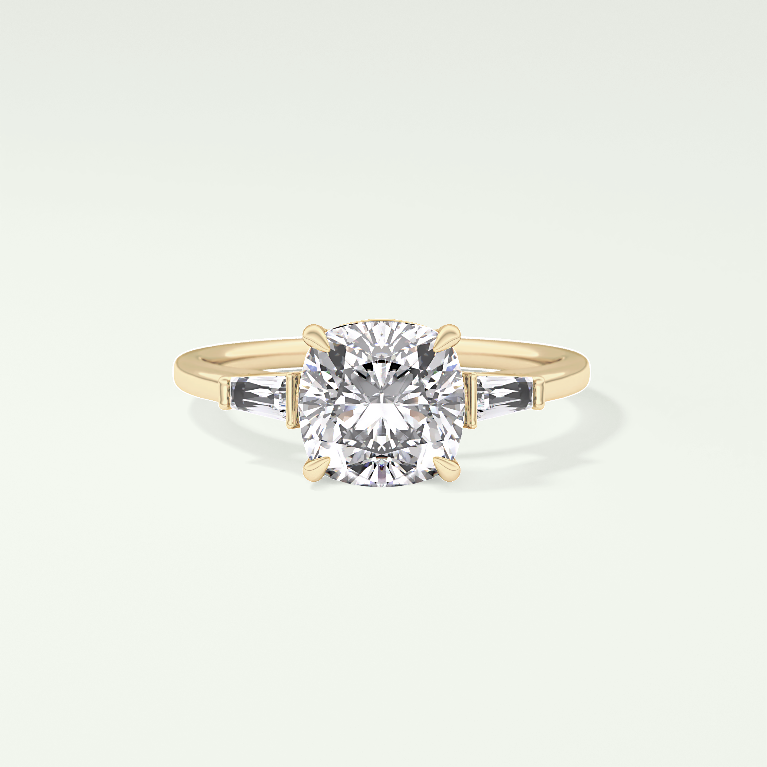 2.0 CT Cushion Cut Three Stone Lab Grown Diamond Engagement Ring