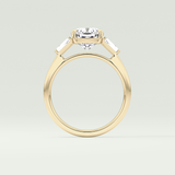 2.0 CT Cushion Cut Three Stone Moissanite Engagement Ring