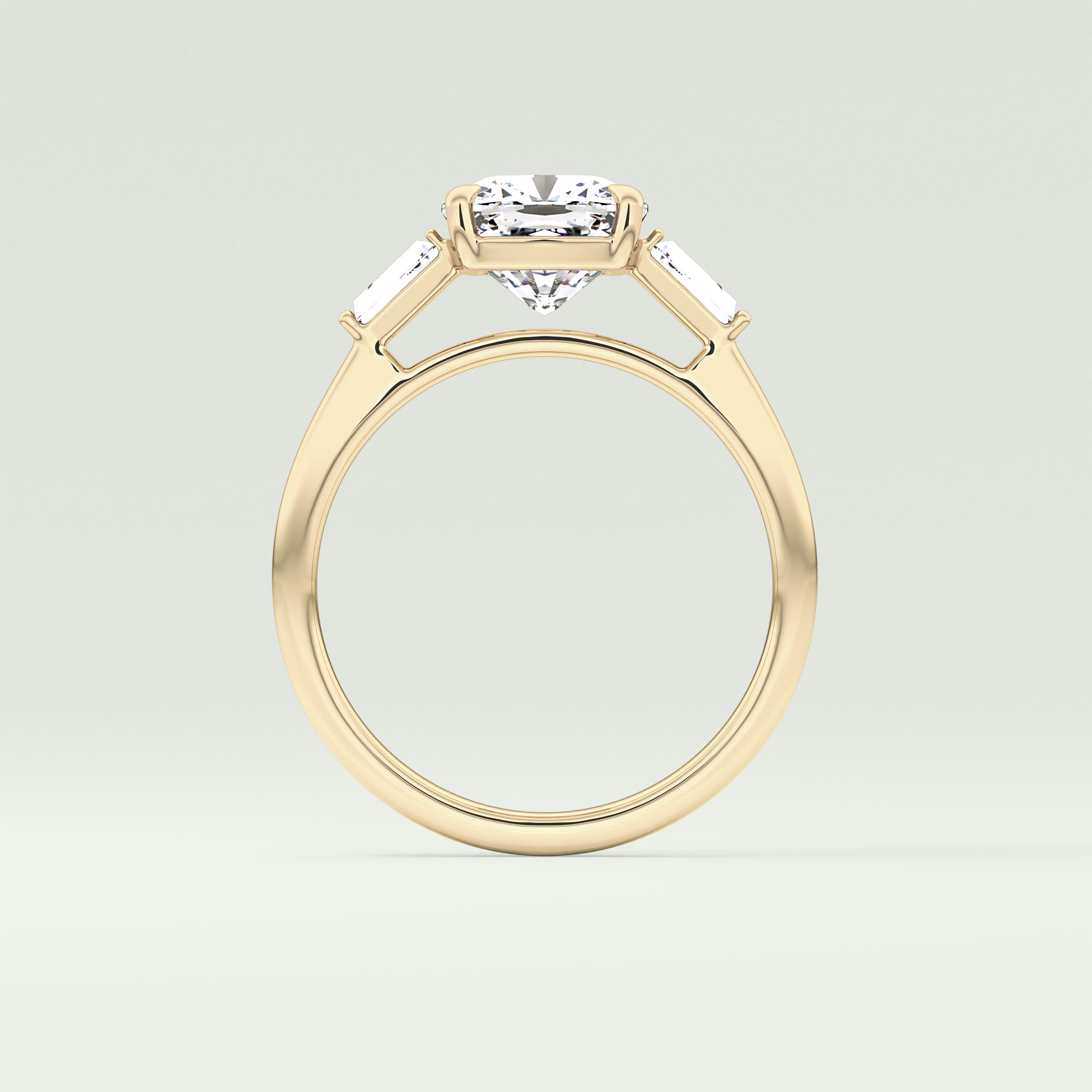 2.0 CT Cushion Cut Three Stone Moissanite Engagement Ring