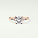 2.0 CT Cushion Cut Three Stone Moissanite Engagement Ring