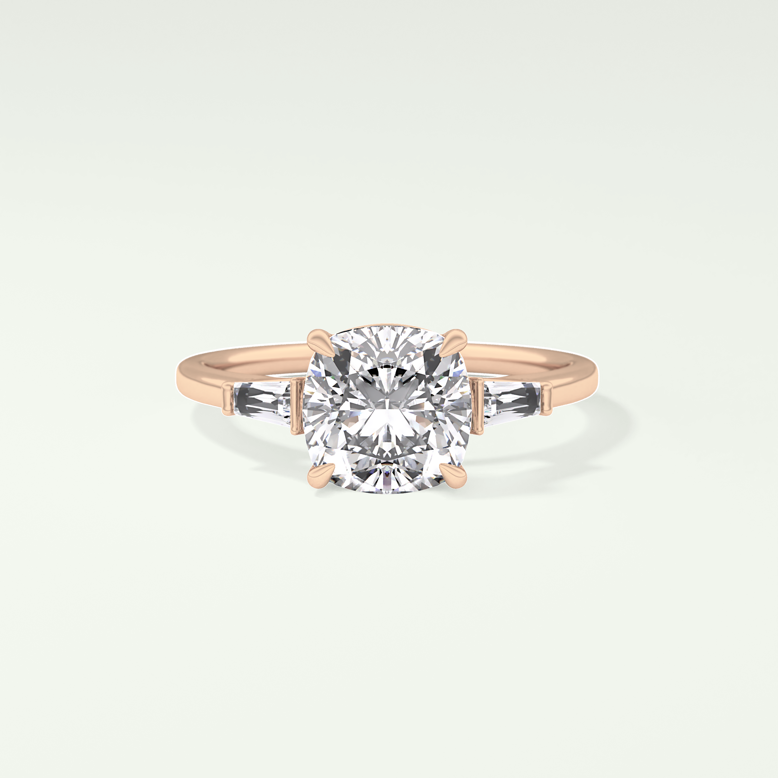 2.0 CT Cushion Cut Three Stone Moissanite Engagement Ring