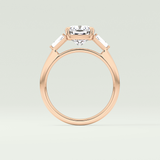 2.0 CT Cushion Cut Three Stone Moissanite Engagement Ring